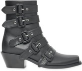 Thumbnail for your product : Burberry Buckled Leather Peep-toe Ankle Boots