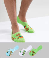 Thumbnail for your product : ASOS Design Invisible Socks With Citrus Design 3 Pack