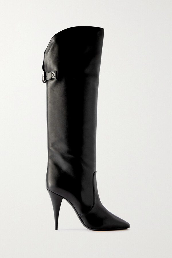 Saint Laurent Betty leather over-the-knee boots - ShopStyle