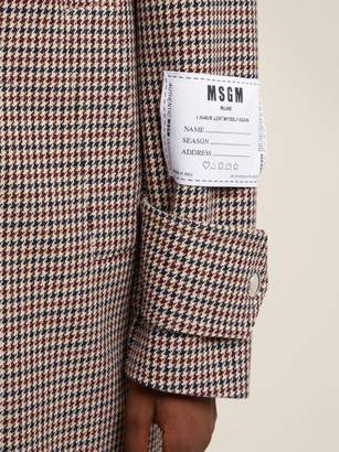 MSGM Houndstooth Wool Blend Coat - Womens - Brown Multi
