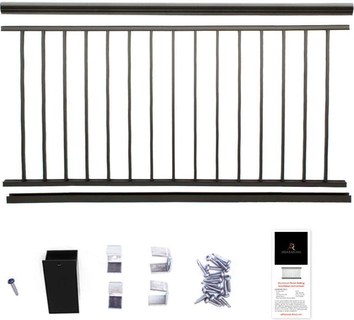 Aria Railing 42 in. x 69.43 in. Black Powder Coated Aluminum Preassembled Deck Railing