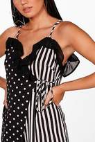 Thumbnail for your product : boohoo NEW Womens Mixed Print Skort Style Playsuit in Black size 12