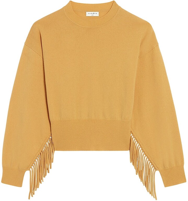 Sandro Paprika Fringe WoolCashmere Sweater ShopStyle