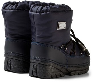Dolce & Gabbana Navy Snow Boots with Branded Plaque