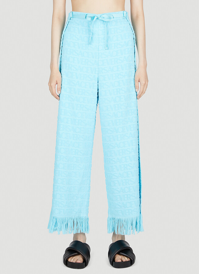 Versace Towel Jacquard Pareo Pants - Woman Pants Blue It - 40 - ShopStyle