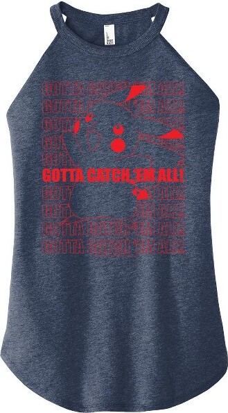 Women's Pokémon Pikachu Gotta Catch Em All Design Graphic High Neck Tank - Heather Blue - X-Large