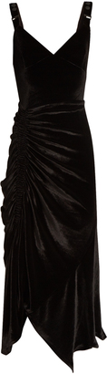 Preen by Thornton Bregazzi Joan ruched stretch-velvet midi dress