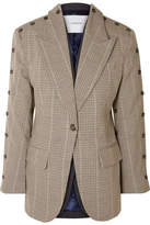 Thumbnail for your product : Pushbutton Convertible Button-embellished Checked Wool-blend Blazer
