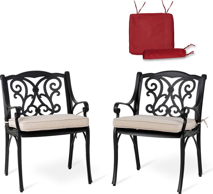Elm Plus Set of 2 Cast Aluminium Dining Chairs with Olefin Fabric Cushions ShopStyle