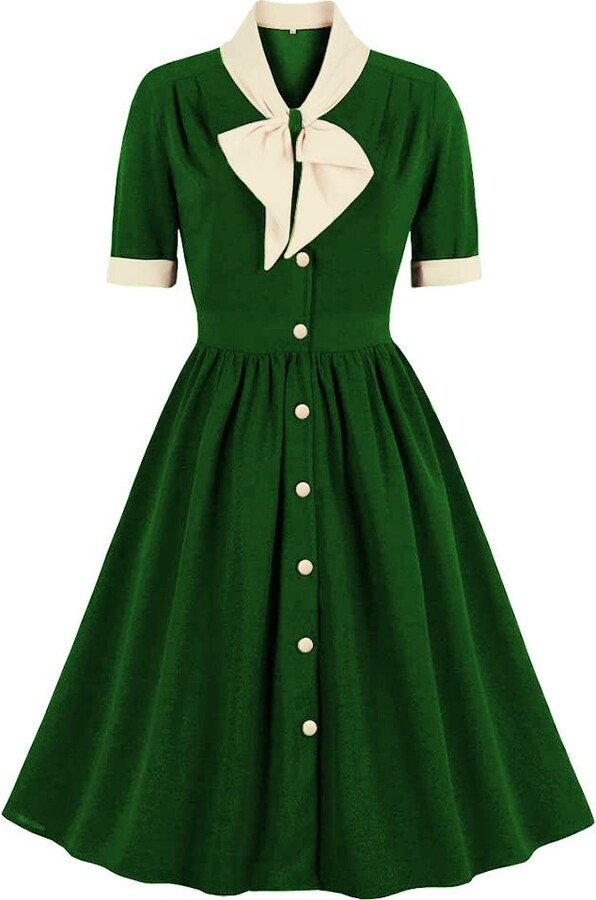 Odizli 1950s Dresses for Women Vintage Rockabilly Retro Short Sleeve ...