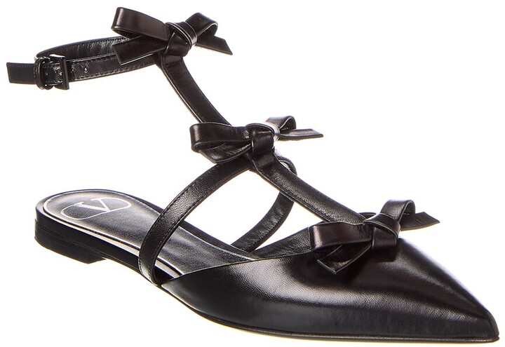 Valentino French Bows Leather Flat - ShopStyle
