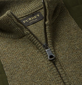 Thumbnail for your product : JAMES PURDEY & SONS Faux Suede-Trimmed Melange Merino Wool Gilet - Men - Green