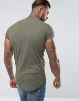 Thumbnail for your product : SikSilk Muscle T-Shirt In Khaki With Rolled Sleeves