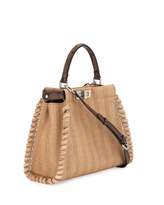 Thumbnail for your product : Fendi Peekaboo Medium Straw & Python Whipstitch Satchel Bag, Natural/Brown