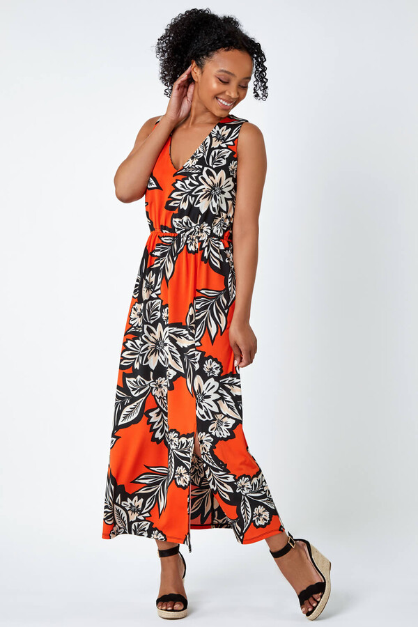 Roman Petite Roman Originals Petite Floral Print Stretch Maxi