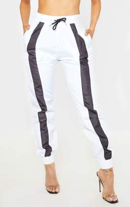 PrettyLittleThing White Contrast Front Panel Shell Jogger