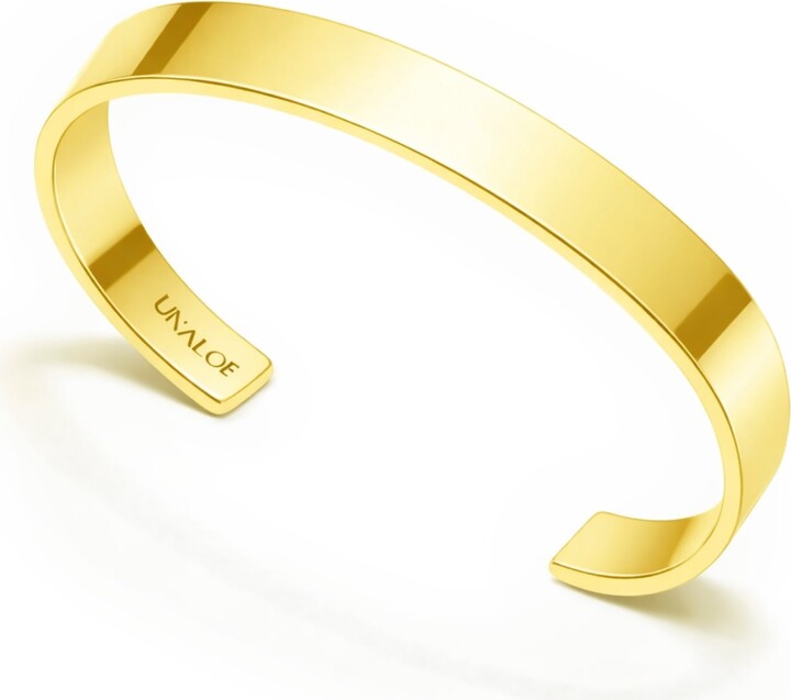 Unaloe Medium Band Open Cuff Bracelet For Men– Gold Plated Luxury Jewelry
