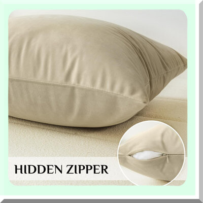 BRBCA VelvetSoft Square Pillow Covers - Set of 4 Soft Solid Color Throw Cushion Cases for Couch Sofa Bedroom Living Room - - Gray/Black