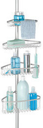 InterDesign iDesign Steel 4-Shelf Extendable Tension Shower Caddy, The York Collection -8" x 11" x 108", Silver
