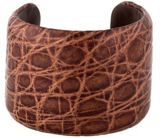 Brunello Cucinelli Embossed Leather Cuff Bracelet
