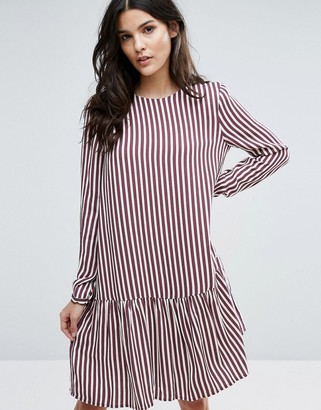 Selected Striped Dropped Waist Dress