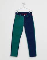 Thumbnail for your product : ASOS Design DESIGN slim jeans in cut and sew color block-Blue