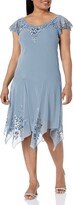 Thumbnail for your product : J Kara Women's Flutter Sleeve Hanky Hem Short Cocktail Beaded Dress