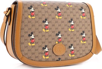 Gucci Disney Mickey Mouse Flap Shoulder Bag Printed Mini GG Coated