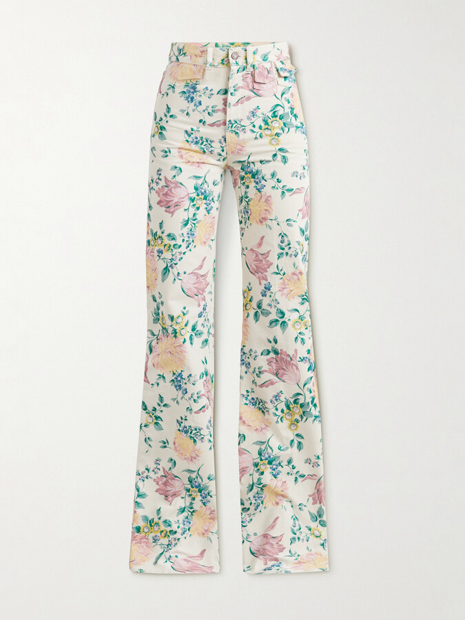 Chloé - Floral-print High-rise Straight-leg Jeans - Green