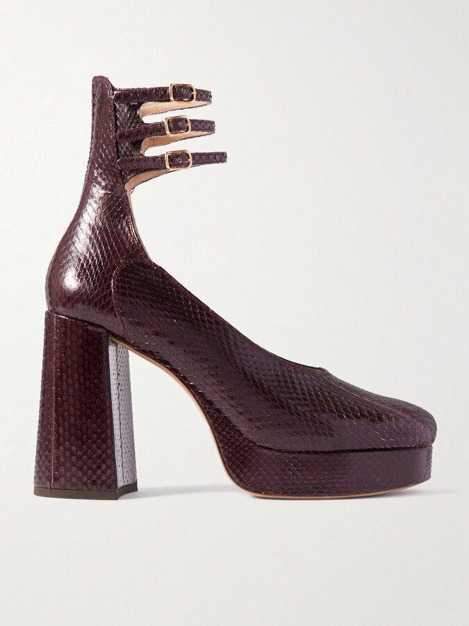 Chloé Loti Snake-effect Leather Platform Pumps - Purple