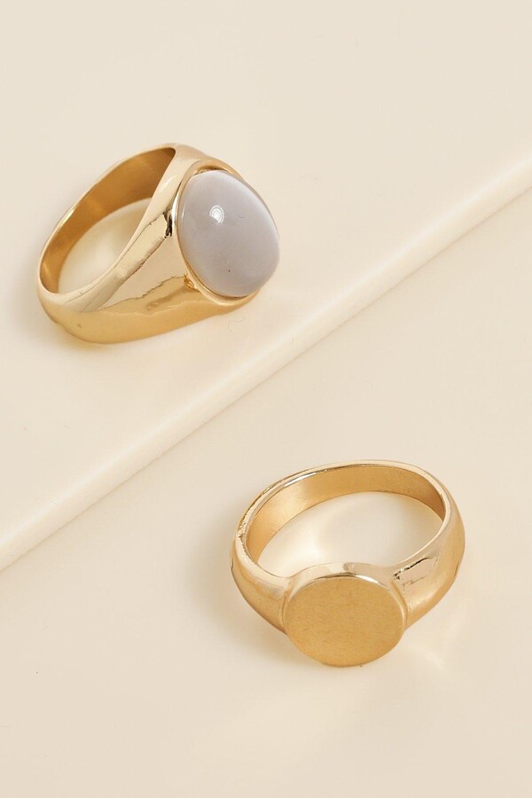 boohoo Recycled 2 Pack Opal Style Signet Rings - ShopStyle