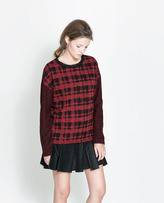 Thumbnail for your product : Zara 29489 Checked Sweater With Contrasting Sleeves