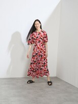 Thumbnail for your product : Raey Godet Short-sleeve Falling Leaves Print Silk Dress - Pink Multi