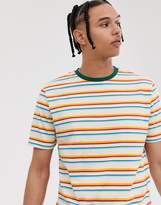 Thumbnail for your product : ASOS DESIGN Tall organic cotton relaxed t-shirt with rainbow stripe and contrast neck