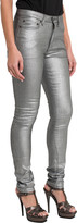 Thumbnail for your product : Saint Laurent Laminated Silver Skinny Jeans