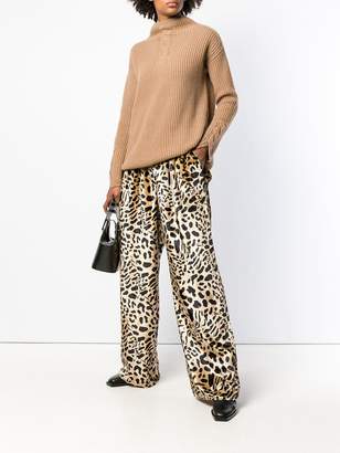 Michel Klein leopard print wide leg trousers