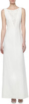 Thumbnail for your product : Paule Ka Beaded Crepe Gown, Blanco