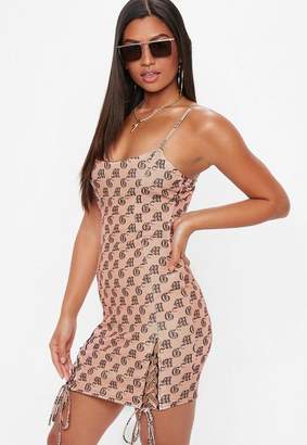 Missguided Camel Mono MG Strappy Lace Up Slip Dress