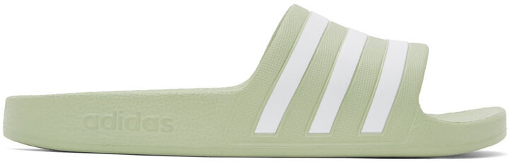adidas Green & White Adilette Slides - ShopStyle Sandals