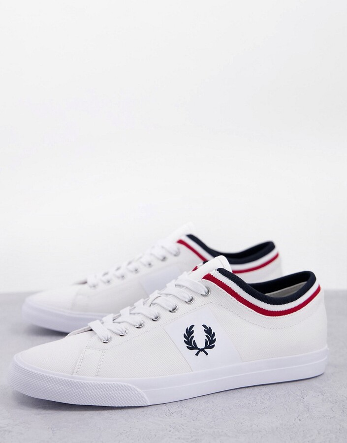 Fred Perry underspin tipped twill sneakers in white - ShopStyle