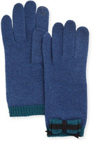 Thumbnail for your product : Portolano Cashmere-Blend Bow Tech Knit Gloves, Denim/Dark Teal