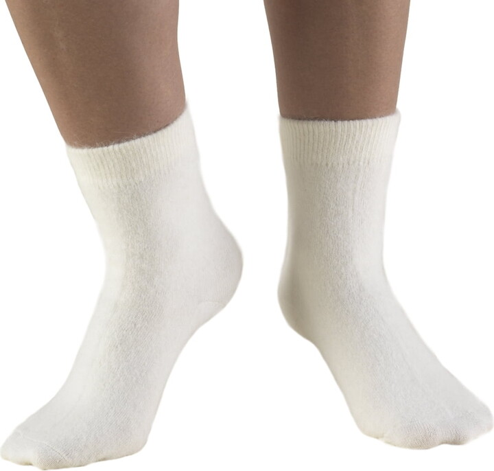 OTC Warming Socks, Natural Angora Fiber, White, Small
