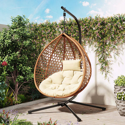 East Urban Home Hammock Chair Rattan Weaving Foldable Cushioned Design