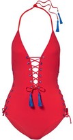 Thumbnail for your product : Emma Pake Carlotta Tasseled Lace-up Swimsuit