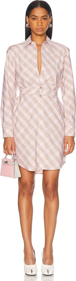 Burberry Belted Shirt Dress in Beige
