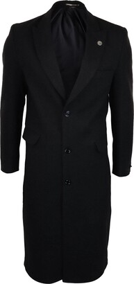 TruClothing.com Mens Full Lenth Overcoat Mac Jacket Wool Feel Charcoal Black 1920s Blinders - Charcoal m