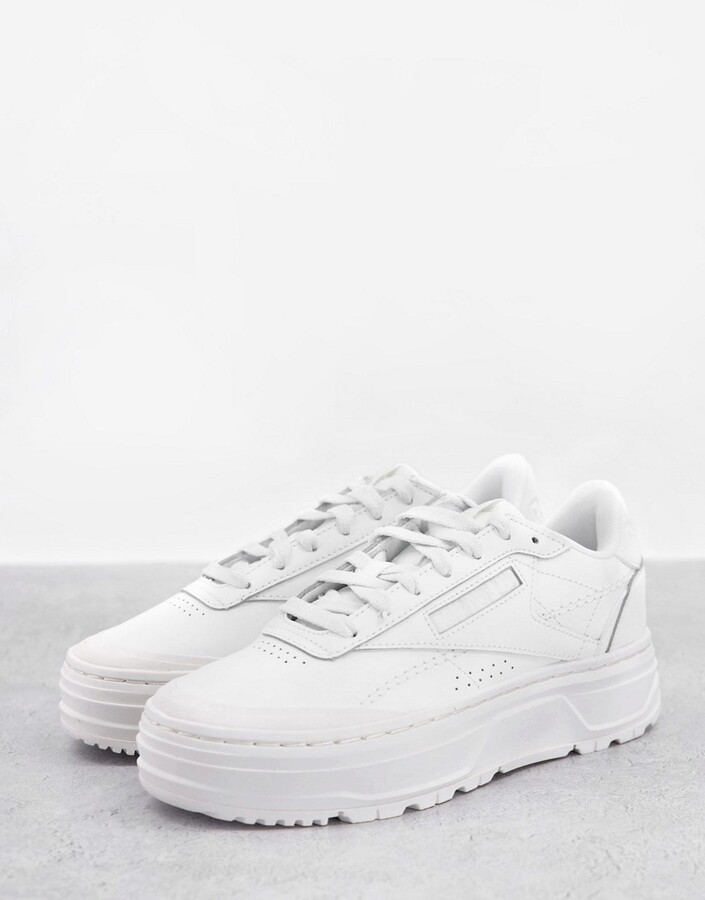 Reebok Club C Double Geo platform sneakers in white - ShopStyle