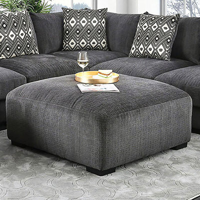 Latitude Run Contemporary Style Gray Finish Square Upholstery Ottoman Memory Foam Tapered Legs Modular Design