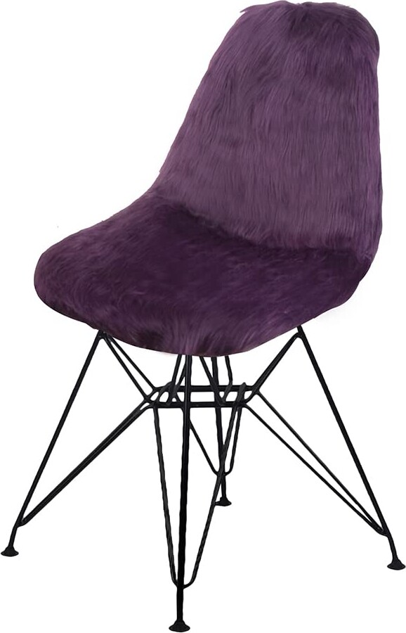 Gia Contemporary Armless Metal Legs and Removable Faux Fur Chair Cover