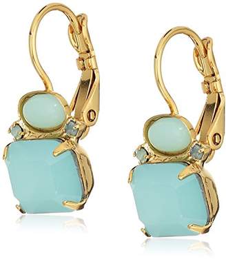 Sorrelli Emerald-Cut Crystal and Semi-Precious Oval French Wire Drop Earrings